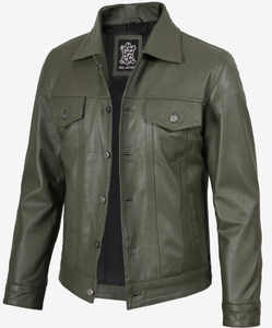 High Quality Custom <b>Men</b>’s Fashion Streetwear <b>Jacket</b> Leather <b>Trucker</b> <b>Jacket</b> for <b>Men</b> OEM Custom Logo Vintage Style Outerwear - Product Image 3