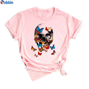 Camiseta Blanca para Niña, Camiseta con Estampado Gráfico, Ropa Casual, Transpirable, Camiseta de Verano con Estampado de Rosas y Mariposas, Modelo Básico - Product Image 3