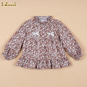 DR4505 - Blusa con Volantes Florales Pequeños, Suéter Cárdigan de Lana, Ropa de Invierno Personalizada para Bebé Niña, Bordado ODM - Product Image 1