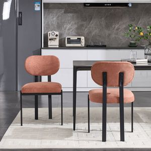 Set di 2 Sedie da Pranzo Moderne Stile Mid-Century, Rivestite in Bouclé con Gambe in Metallo Nero per Cucina e Sala da Pranzo - Product Image 3