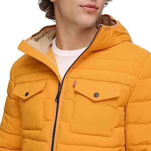 เสื้อแจ็คเก็ตพัฟเฟอร์มีฮู้ดสำหรับผู้ชาย WARPRO INDUSTRY สีเหลืองล้วน ปิดด้วยซิป กันลม สวมใส่สบายๆ ในฤดูใบไม้ร่วง ผลิตจากโพลีเอสเตอร์เคลือบบุใยสังเคราะห์ - Product Image 4