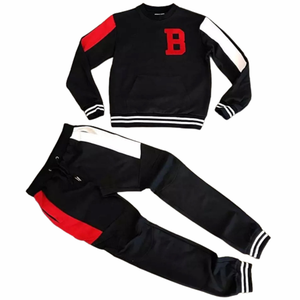 Conjunto Deportivo Personalizado para Hombre, Estilo Urbano, Color Negro, con Letra B Bordada, Pantalones Deportivos de Felpa de Algodón, Sudadera, Conjunto de Felpa al Por Mayor - Product Image 4