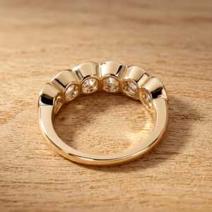 แหวนเพชรทรงกลมคุณภาพสูง 10K 14K 18K เพชรเลี้ยงในห้องปฏิบัติการ ความใส VVS1 รับรองโดย IGI แหวนครึ่งวงนิรันดร์ แหวนแต่งงานสุดหรู - Product Image 4