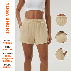 Shorts Casuales de Punto Gris para Mujer, con Bolsillos, Cintura Elástica, Corte Medio, Transpirables, Mezcla de Algodón y Spandex - Product Image 5