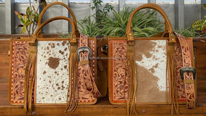 Sac à provisions à fleurs en cuir véritable dissimulé pour femmes sac à provisions à bandoulière en cuir de vachette - Product Image 4