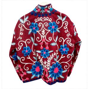 Handmade Bohemian Corduroy Suzani Jacket Women's Floral Embroidered Quilted Autumn <b>Winter</b> Fashion <b>Coat</b> - Product Image 5