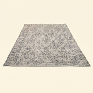 Tapis en laine épaisse gris argenté ivoire, géométrique, fait main, écologique, antidérapant, à poils moyens, moderne, pour salon et chambre à coucher - Product Image 2