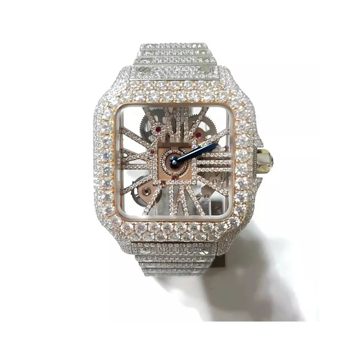 Luxury Branded High End Genuine Diamond Setting Men's Tourbillon Micro Hand-painted Enamel Dial Real Diamond Custom Watch