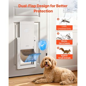 Porte pour chien résistante aux intempéries, taille moyenne, avec double fermeture magnétique, cadre métallique pour usage intérieur et extérieur - Product Image 3