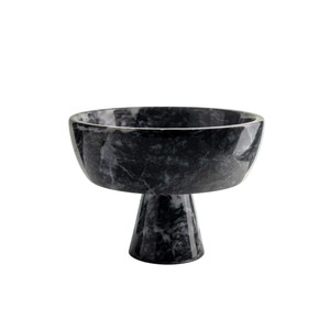 Bol sur piédestal en marbre noir de luxe, bol à fruits en pierre naturelle, vente en gros, bol décoratif sur pied pour la décoration de la maison et des hôtels - Product Image 1