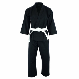 Kimono de judo noir unisexe pour adulte, coupe classique, polyester/coton, respirant, séchage rapide, léger, durable, vêtements d'arts martiaux, ceinture blanche - Product Image 1