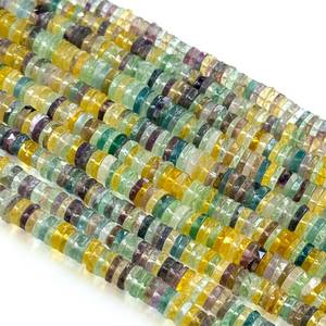 Cuentas facetadas de fluorita arcoíris natural en forma de disco de 5-6 mm, cuentas de piedras preciosas de fluorita multicolor en forma de disco para la fabricación de joyería. - Product Image 3