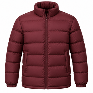 100% Cotton Winter Windbreaker Zip Closure Soft Material Casual <b>Waterproof</b> Men's Lightweight Solid <b>Hooded</b> <b>Puffer</b> <b>Jacket</b> - Product Image 5