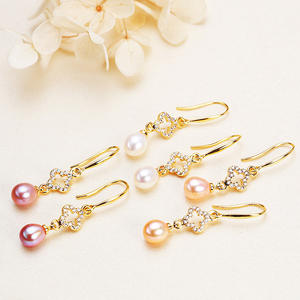 Pendientes Colgantes de Perlas de Agua Dulce de Zhuji, Joyería al por Mayor, Plata S929, Agujas para Oreja, Forma Barroca, Perlas Auténticas, Múltiples Piezas - Product Image 2