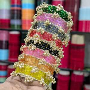 STAR IMPEX 2026 Trendy Multi Color Glass Churi Churiyan Golden Kashmiri Jhumki Shining Ghungroo <b>Bangles</b> Wedding Party Wear EID - Product Image 5