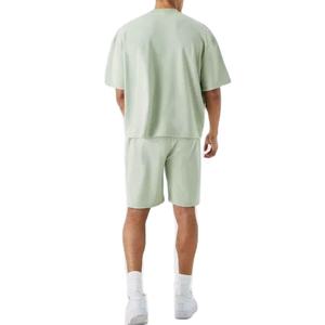 Camiseta holgada de verano estampada de dos piezas para hombre, pantalones cortos de punto con hombros caídos, ropa de calle, algodón sólido 100%, Invierno - Product Image 2