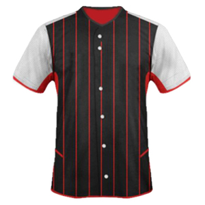 Maillot de baseball uni noir et rouge pour homme, manches courtes, boutons sur le devant, en polyester anti-humidité, ensemble uniforme adulte toutes saisons anti-UV - Product Image 2