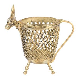 Soporte para bolígrafos de latón Dhokra hecho a mano con diseño de caballo – Organizador de escritorio de arte tribal tradicional, pieza decorativa para el hogar u oficina - Product Image 5