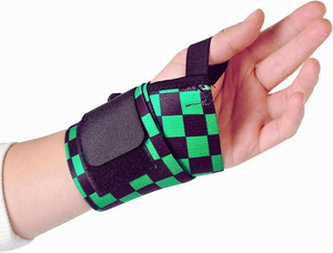Unisex Neoprene Wrist Support Wraps Green Purple Checkered Hook Loop Closure Breathable Non Slip Weight Lifting Gym Training - Product Image 4