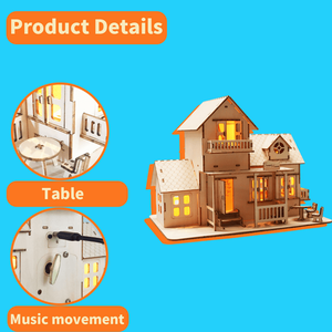 Puzzle 3D in Legno Sweet Home, Carillon Artigianale, Kit Casa delle Bambole in Miniatura, Luci Notturne LED, Prodotto Unico Fai-da-Te - Product Image 2