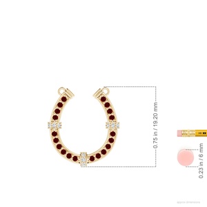 14K Solid Gold Pave-Set Ruby & Diamond Horseshoe Design Pendant Link Chain Necklace <b>Top</b> Quality Lucky Charm Pendant Gift For Her - Product Image 3