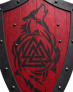 Decoración de Pared Vikinga con Diseño de Lobo, Valknut Nórdico Medieval de Metal, 24 Pulgadas, Hecho a Mano, Accesorio de Cosplay con Grabado - Product Image 5