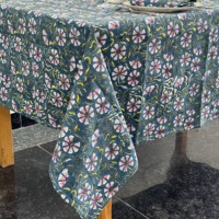 Nappe en coton imprimée à motifs floraux bleu rose blanc, classique, tissée, pour usage domestique, lavable