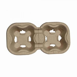 Plateau porte-gobelets à café jetables écologiques pour événements, fêtes et restaurants, plateaux à 2 compartiments, pour les cafés et les services de restauration - Product Image 1
