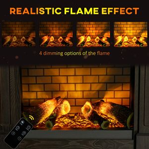 Caminetto Elettrico Autoportante Marrone con Fiamma LED Effetto Legna, Mensola e Telecomando (1400W) - Product Image 4