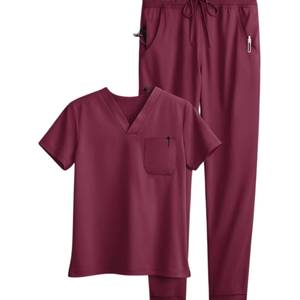 Ensemble de blouses médicales violettes pour hommes en coton et polyester tissé, pantalon d'uniforme d'hôpital avec stéthoscope et porte-clé - Product Image 5