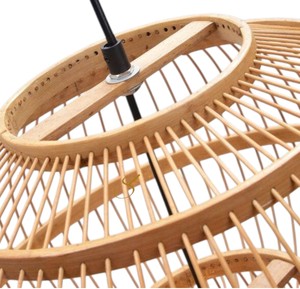 Nordic Style Slatted Sphere Rattan Lampshade Eco Friendly <b>Bamboo</b> Pendant Light Shade Round Ceiling Hanging <b>Lantern</b> - Product Image 5