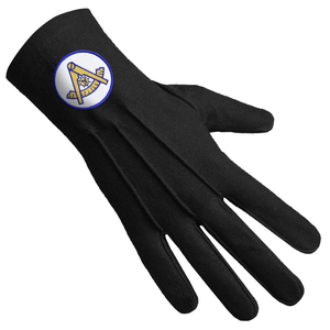 Gants de Maître Maçon pour Loge Bleue, en Coton Blanc avec Motif Carré et Compas Bleu Royal, pour Cérémonies Maçonniques, Gants de Haute Qualité - Product Image 4