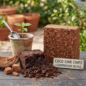 Bulk Supply of Eco-Friendly Coconut <b>Coir</b> Chips <b>Blocks</b> for Greenhouses Nurseries Growers Biodegradable Made in India - Product Image 1