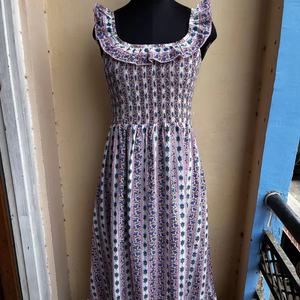 Robe longue maxi de style vintage, imprimée à la main avec un motif floral, manches bouffantes, longueur au sol, robe maxi d'été - Product Image 1