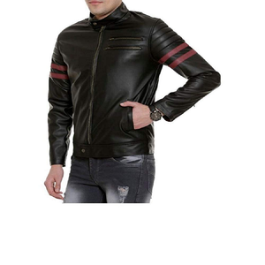 New High Quality Classic Biker Motorcycle Pu Faux <b>Blazer</b> Slim Fit Windproof Black <b>Leather</b> <b>Jacket</b> for Men - Product Image 2