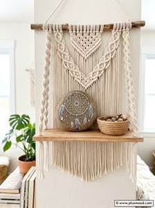 Eco Friendly Macrame Tapestry <b>Plant</b> <b>Hanger</b> Handwoven Cotton Rope <b>Plant</b> Holder for Balcony Garden Bedroom and Living Room - Product Image 2
