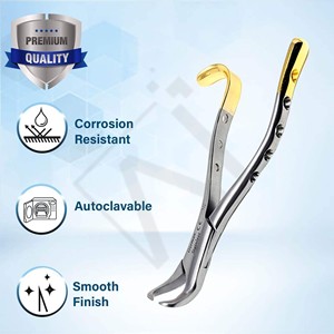 Forceps d'extraction dentaire plaqué or de qualité supérieure en acier inoxydable pour molaires supérieures, pince d'extraction légère, outils dentaires - Product Image 2