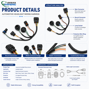 Aksesoris Mobil Lampu Depan Lampu Belakang Kabel Harness Lengkap Isolasi PVC Konduktor Tembaga Murni Buatan Khusus Otomotif ISO9001 - Product Image 3