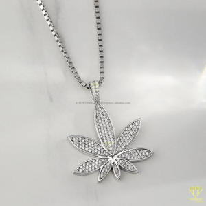 สร้อยคอจี้รูปใบไม้ประดับเพชรโมอิสซาไนต์ เงินแท้ 925 สไตล์ฮิปฮอป - Product Image 6