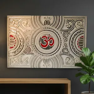 Panel Decorativo de Pared Om Lippan de Alta Calidad, Arte Metálico Tradicional en Relieve para Sala de Estar, Recibidor, Dormitorio y Espacios Espirituales - Product Image 1
