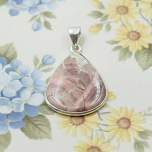 <b>Pink</b> Rhodochrosite Teardrop Pendant 925 Sterling Silver Handmade Boho <b>Healing</b> Gemstone Necklace Gold Plated Jewelry - Product Image 5