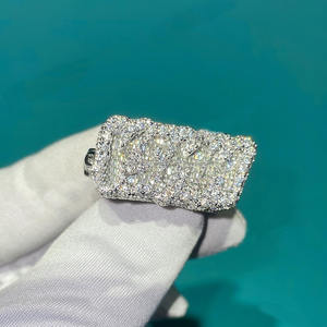 Iced Initial Letter <b>Ring</b> <b>925</b> <b>Silver</b> Moissanite Rhodium Plated Pave Setting Hip Hop Men's Personalized Name Logo Pinky <b>Ring</b> - Product Image 5