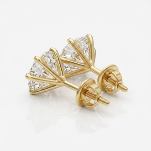 Boucles d'oreilles clous classiques en diamant taille brillant rond, or jaune 14 carats, bijoux de mariage pour femme, certifiées IGI, sertissage griffe, cadeau raffiné - Product Image 1