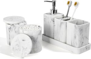 Modern <b>bathroom</b> organizer marble <b>bathroom</b> <b>set</b> soap dispenser <b>set</b> toothbrush holder <b>set</b> <b>bathroom</b> vanity organizer marble - Product Image 3
