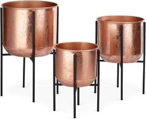 Pot de fleurs décoratif en métal fait à la main avec support pour la décoration de la maison, du jardin et du patio - Product Image 1