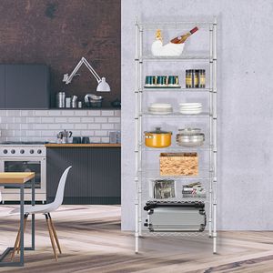 Scaffale in Filo Metallico Cromato a 8 Ripiani Regolabili YJ, Unità di Scaffalatura Resistente - Product Image 1