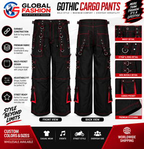 Pantalon Gothique Personnalisé de Haute Qualité Coupe Ample Streetwear 100% Coton Taille Ajustable Style Mode Alternative - Product Image 5