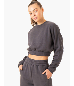 Sudadera Corta de Alta Calidad para Mujer, Talla XS, 100% Algodón, Impermeable, con Apliques Dulces, Manga Larga, Top Corto, Chándal de Felpa - Product Image 4