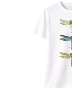 Camiseta Blanca Personalizada con Gráfico de Libélula para Mujer, Algodón Suave, Manga Corta, Casual, Verano, Estética Natural, Estampado, Corte Holgado - Product Image 4