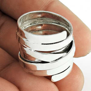 Delicate Twist Wrap Finger <b>Ring</b> For Women Multi-layered 925 Sterling Silver Bohemian Jewelry For Girls At Reasonable Price - Product Image 2